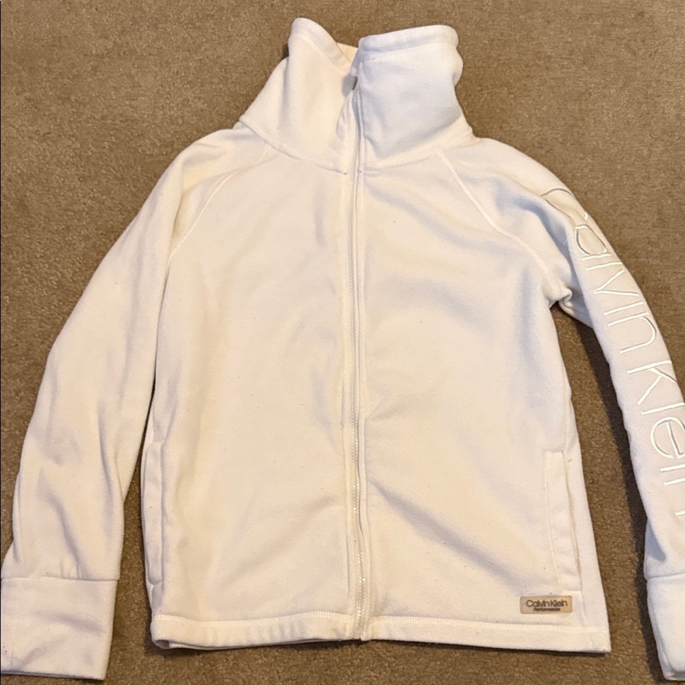 Calvin Klein Women's White Zip-Up Hoodie